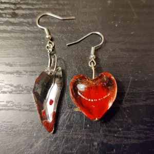 NEW Vampire Fang Wolf Crystal Heart Blood Glass Emo Charm Dangle Drop Angel Wing
